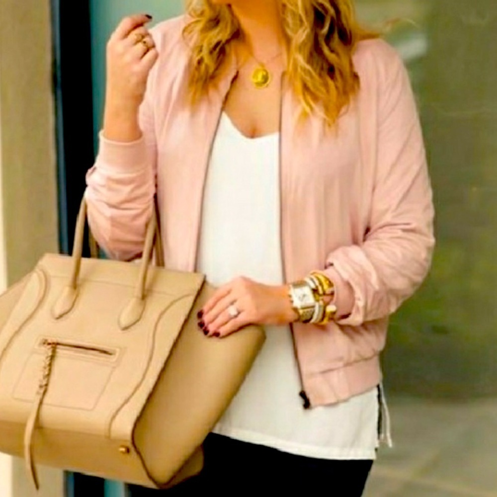 Iris‎ Los Angeles Blush Pink Soft Bomber Jacket
